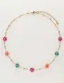 My Jewellery Necklace flowers green pink MJ10055