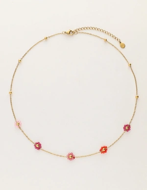 My Jewellery Necklace flowers pink red MJ12203