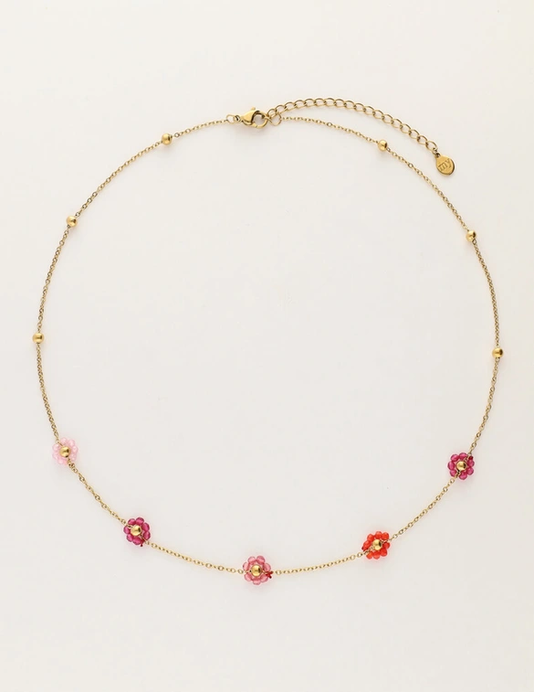 My Jewellery Necklace flowers pink red MJ12203