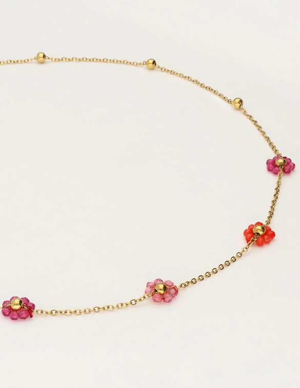 My Jewellery Necklace flowers pink red MJ12203