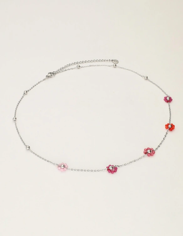 My Jewellery Necklace flowers pink red MJ12203