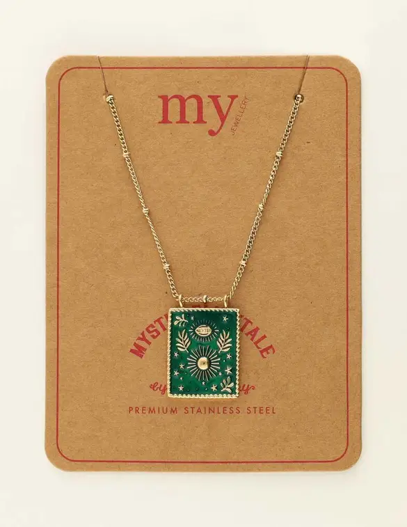 My Jewellery Necklace green square charm MJ09421