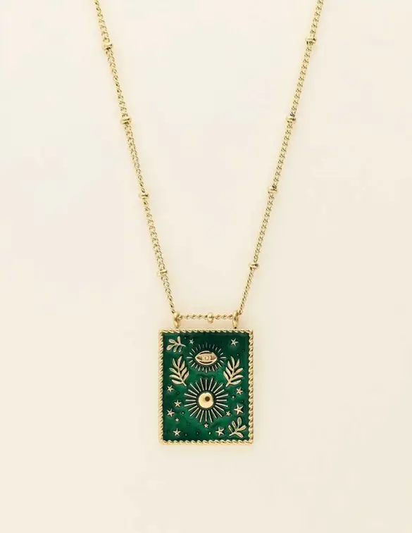 My Jewellery Necklace green square charm MJ09421