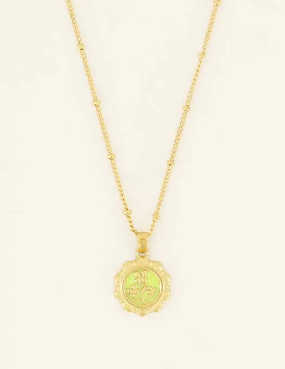 My Jewellery Necklace lime green coin MJ08636