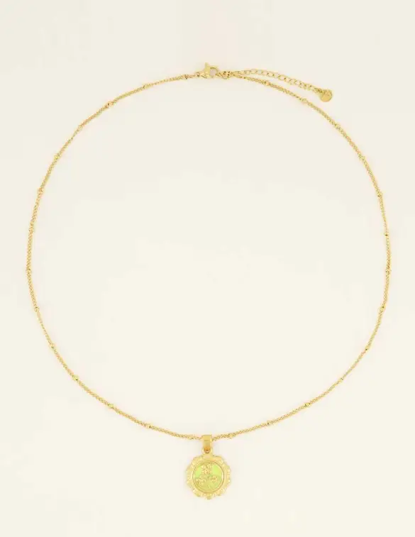My Jewellery Necklace lime green coin MJ08636