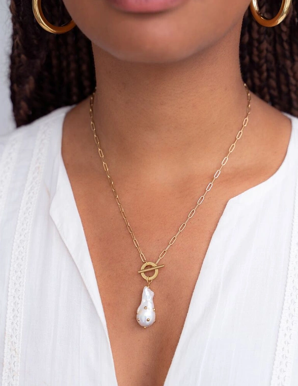 My Jewellery Necklace lock pearl studs MJ10976
