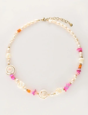 My Jewellery Necklace pearl shells pink orange MJ10979