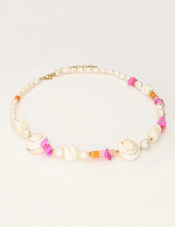 My Jewellery Necklace pearl shells pink orange MJ10979