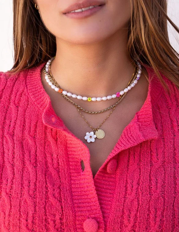 My Jewellery Necklace pearls and flowers MJ06392