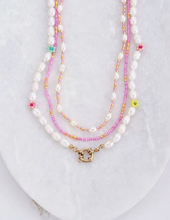 My Jewellery Necklace pearls and flowers MJ06392