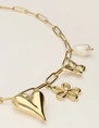 My Jewellery Necklace pink beads multi charms MJ11319