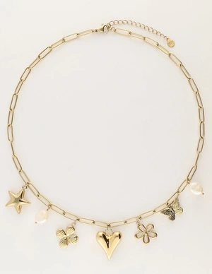 My Jewellery Necklace pink beads multi charms MJ11319