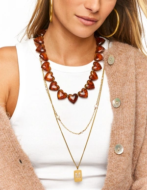My Jewellery Necklace resin heart brown MJ14380