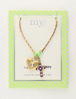 My Jewellery Necklace with charms and green lock MJ08348