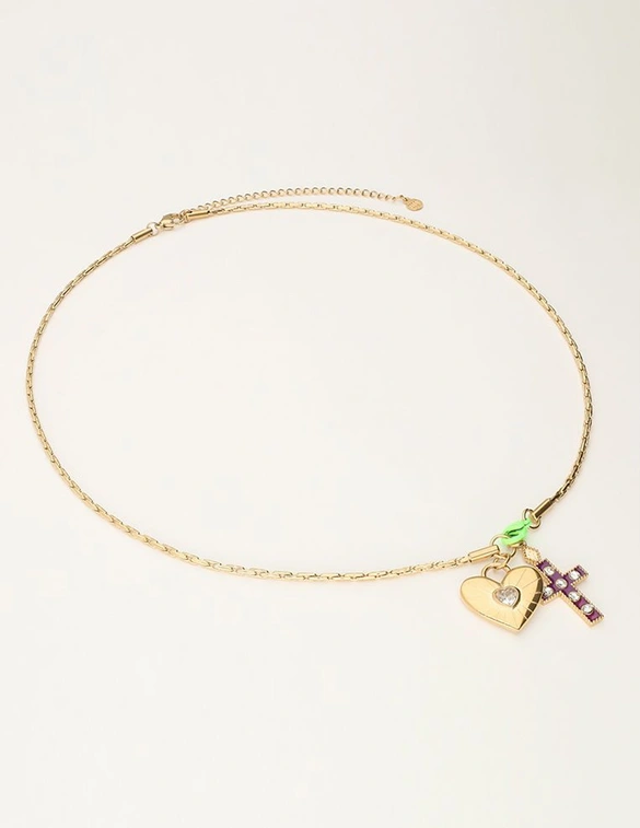 My Jewellery Necklace with charms and green lock MJ08348