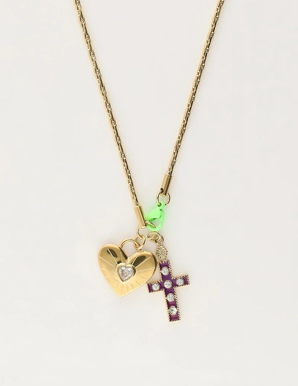 My Jewellery Necklace with charms and green lock MJ08348