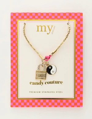 My Jewellery Necklace with charms and pink lock MJ08349