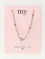My Jewellery Necklace with heart & beads pink MJ10778