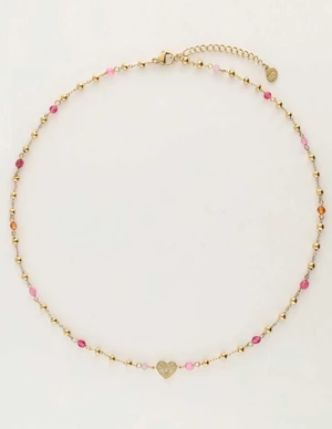 My Jewellery Necklace with heart & beads pink MJ10778
