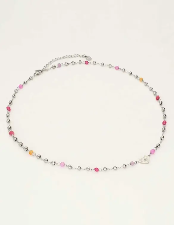 My Jewellery Necklace with heart & beads pink MJ10778