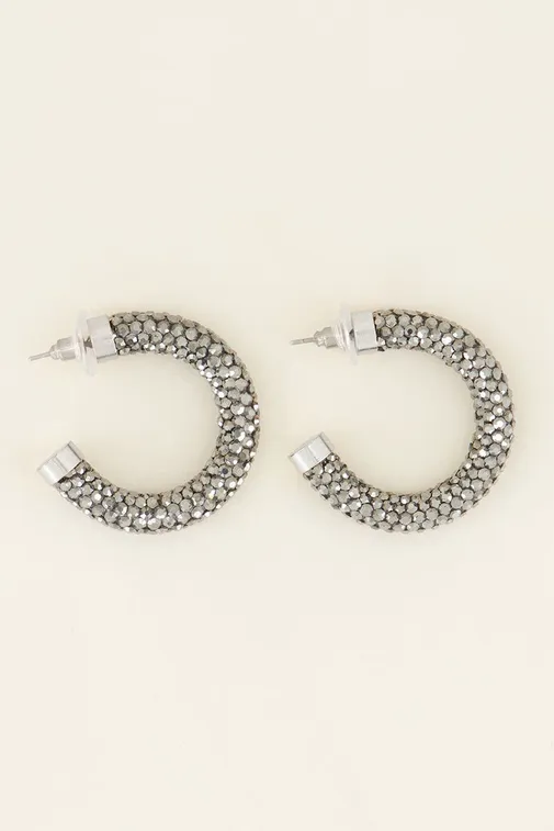 My Jewellery Oorbellen zilver strass rond MJ04266