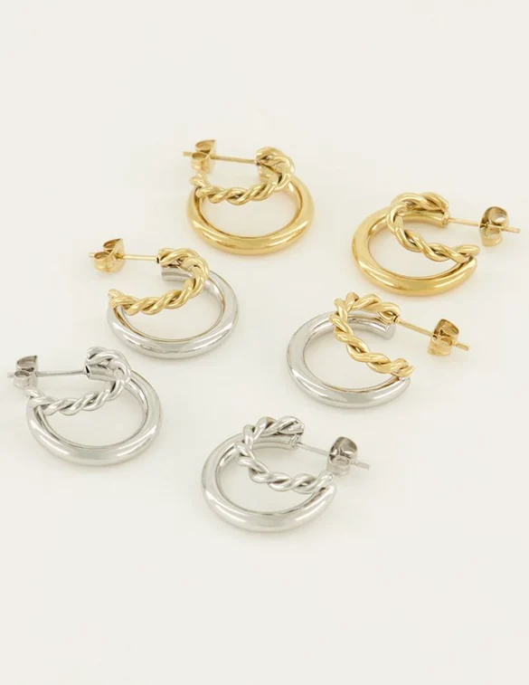 My Jewellery Oorringen 2 lagen patroon MJ04907