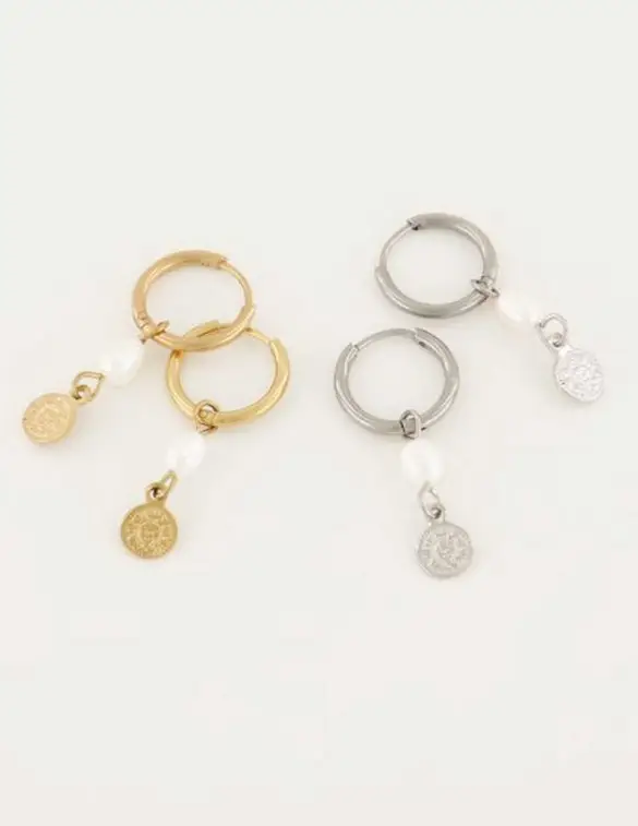 My Jewellery Oorringen parel en munt MJ05377