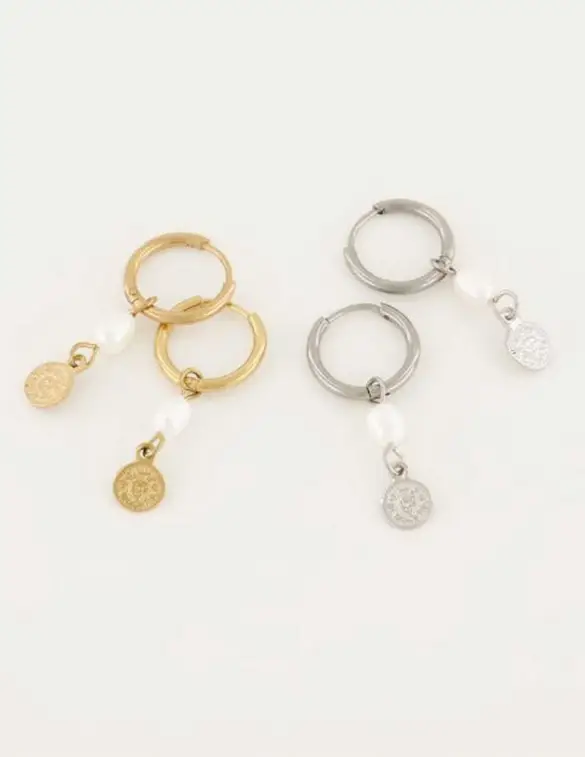 My Jewellery Oorringen parel en munt MJ05377