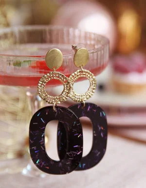 My Jewellery Paarse oorhangers ovaal met MJ02603