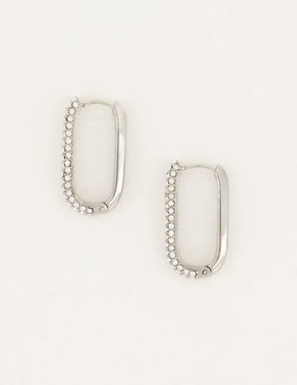 My Jewellery Rechthoekige oorhangers met steentjes MJ05574