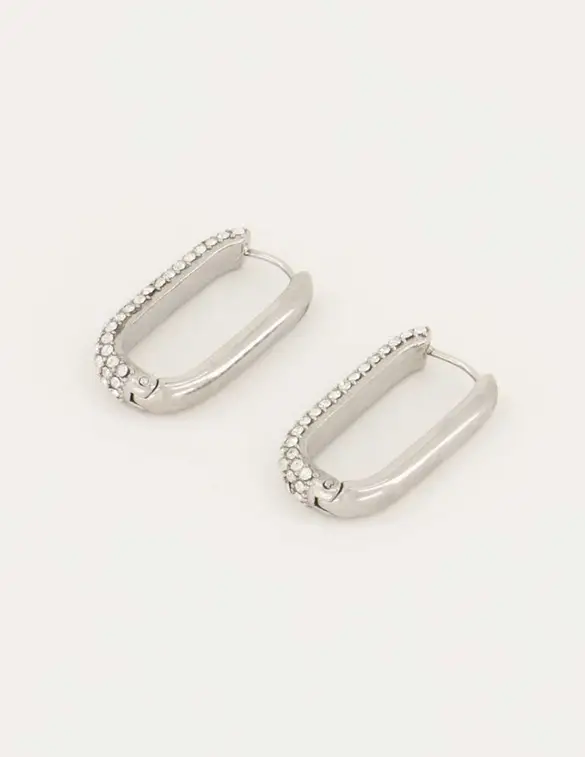 My Jewellery Rechthoekige oorhangers met steentjes MJ05574