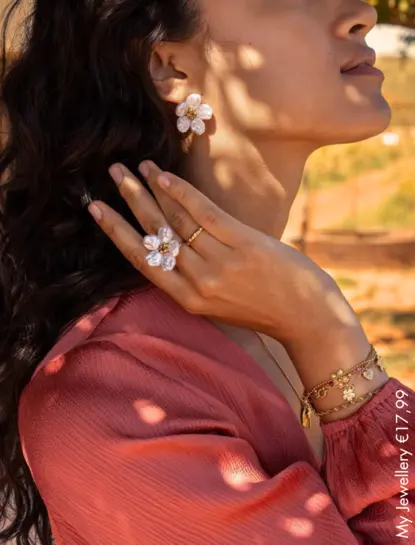 MY JEWELLERY RING BIG FLOWER PEARL MJ10396