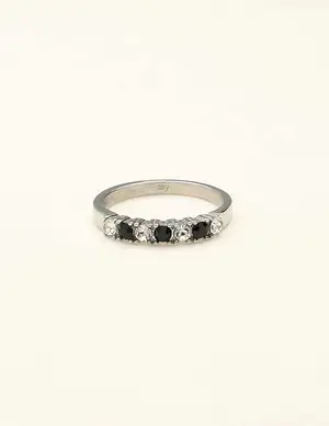 My Jewellery Ring clear & black stone MJ09222