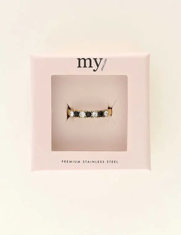 My Jewellery Ring clear & black stone MJ09222