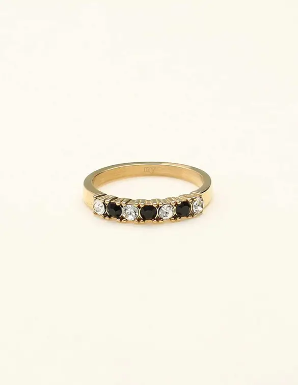 My Jewellery Ring clear & black stone MJ09222