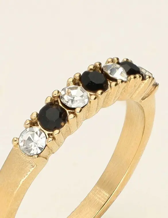 My Jewellery Ring clear & black stone MJ09222