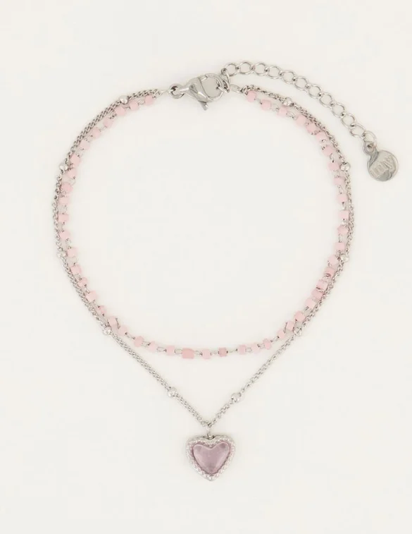 My Jewellery Roze kralenarmbandje met hartje MJ05110