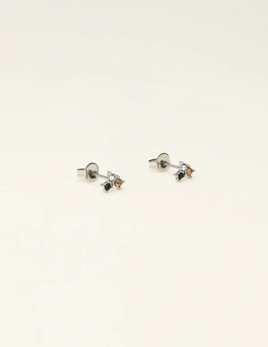 My Jewellery Studs 3 square strass multi black MJ09486