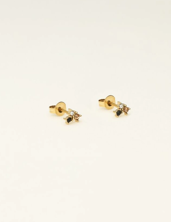 My Jewellery Studs 3 square strass multi black MJ09486