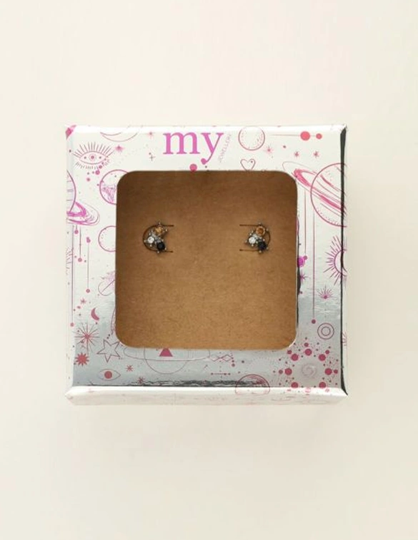 My Jewellery Studs 3 square strass multi black MJ09486