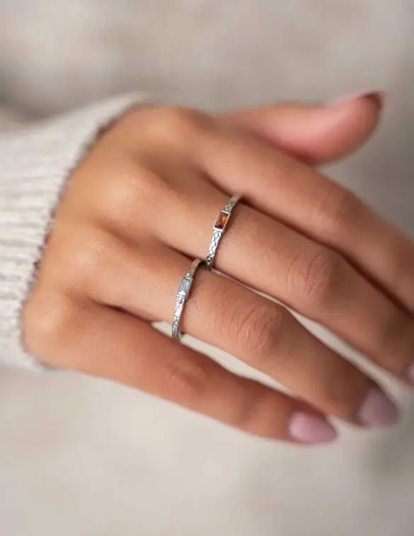 My Jewellery Vinage Ring Transparante Rechthoek&Structuur MJ05923