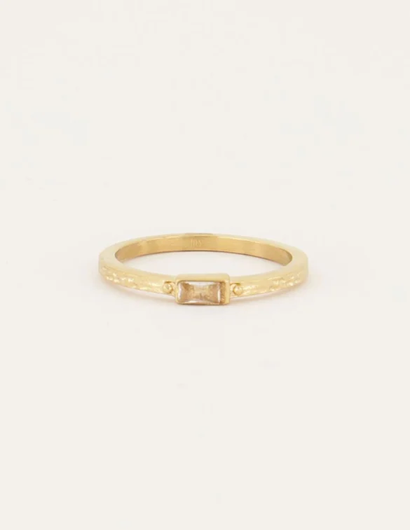 My Jewellery Vinage Ring Transparante Rechthoek&Structuur MJ05923