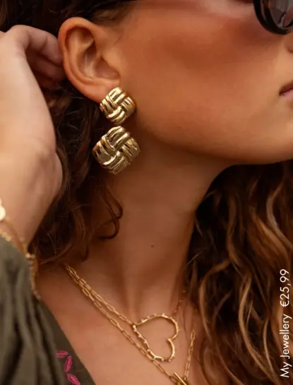 My Jewellery Vintage oorhangers vierkant gevlochten MJ11088