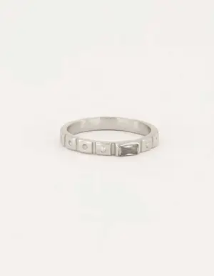 My Jewellery Vintage ring met witte rechthoek MJ05927