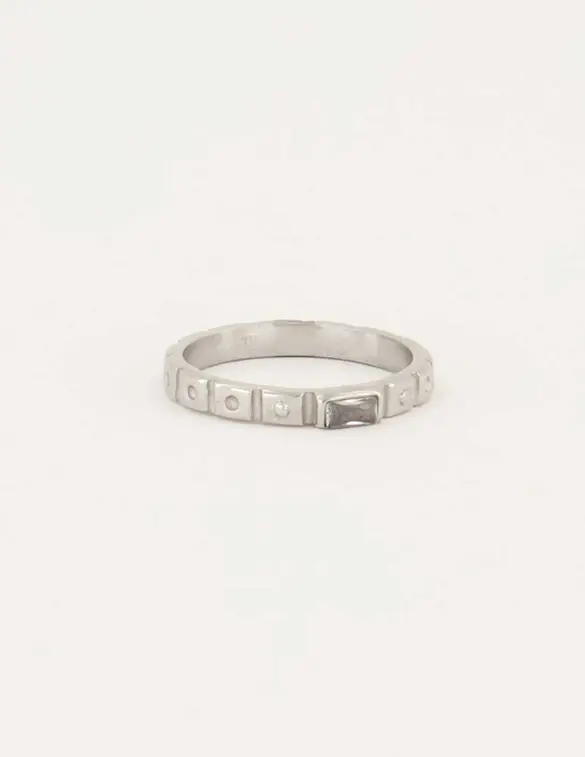 My Jewellery Vintage ring met witte rechthoek MJ05927