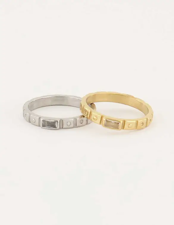 My Jewellery Vintage ring met witte rechthoek MJ05927