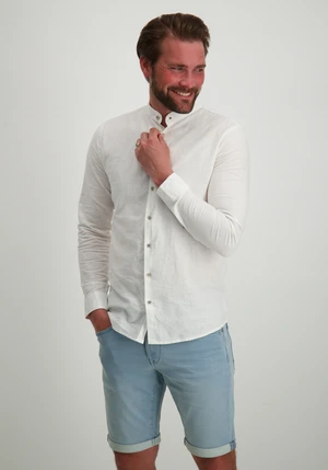 No Excess Shirt Granddad Solid With Linen 27470218SN