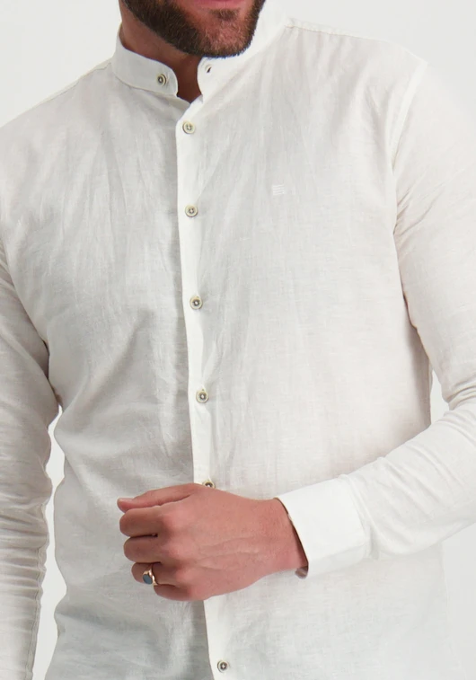No Excess Shirt Granddad Solid With Linen 27470218SN