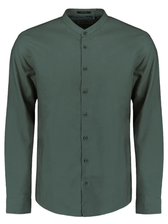 No Excess Shirt Granddad Solid With Linen 27470218SN