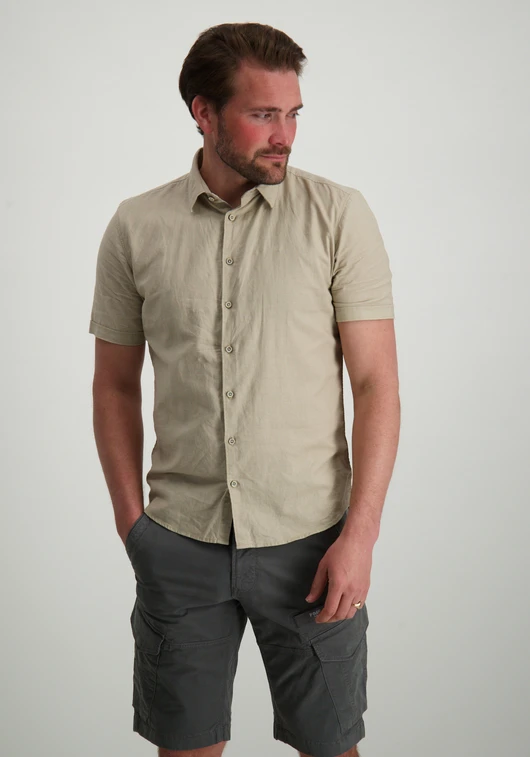 No Excess Shirt Short Sleeve Solid With Linen 27480321SN